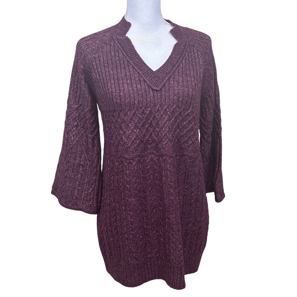Cabi Burgundy Chime Pullover Tunic Sweater Small Boho Layering Fall Earthy